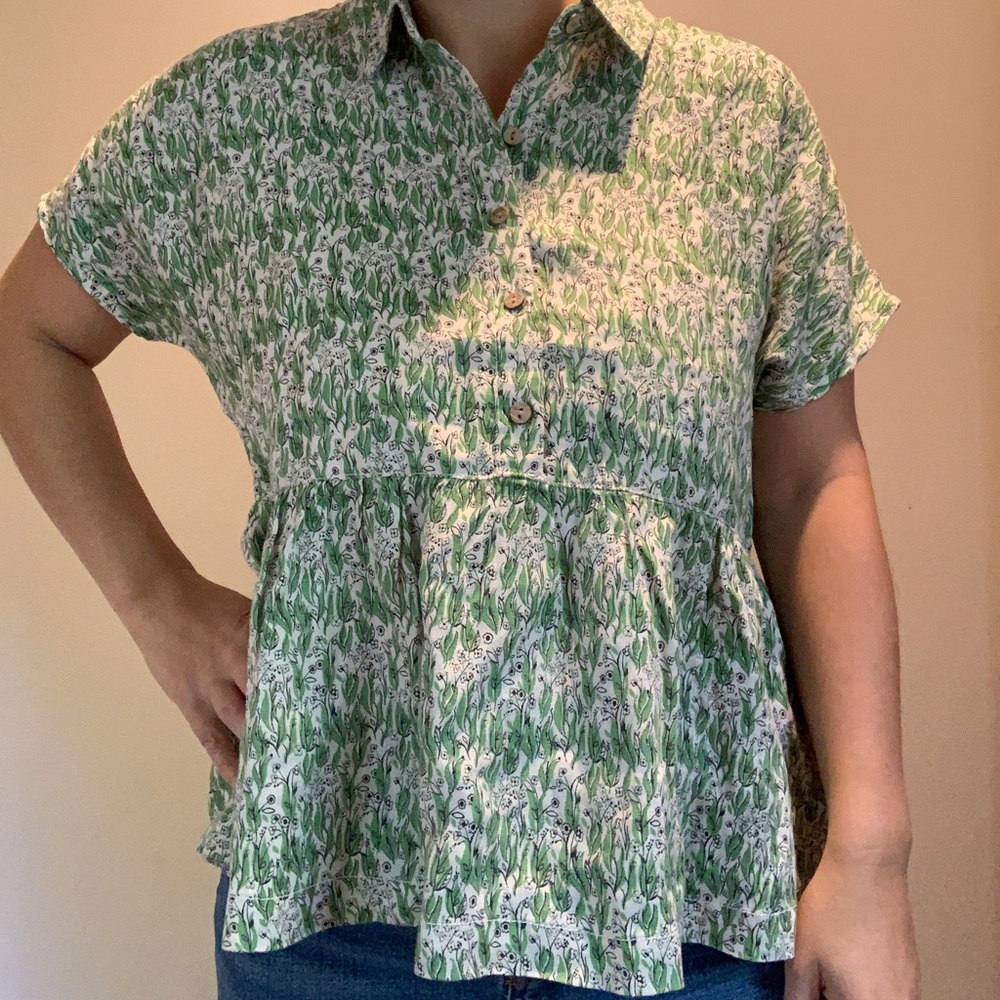 CYNTHIA ROWLEY 100% Linen Floral Blouse